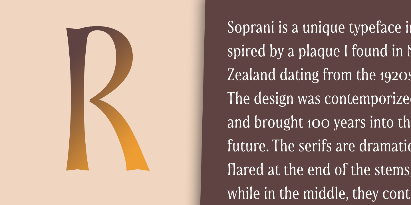 Ejemplo de fuente Soprani Norm Light Italic